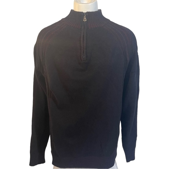 BKE Black with Red Undertones Quarter Zip Sweater - Picture 1 of 7